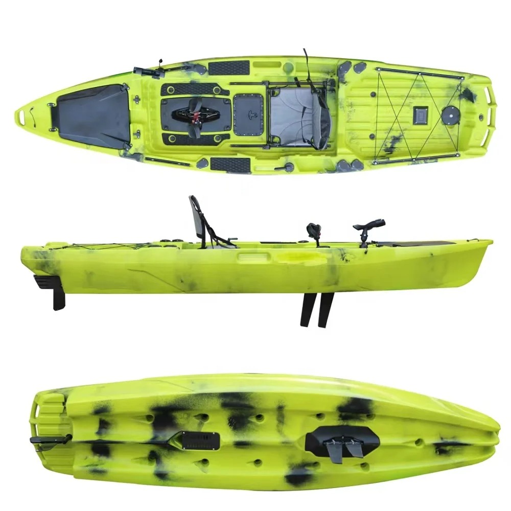 Fishing Kayak Trolling Motor - เรือคายัคแบบมีใบพัดหรือครีบขับเคลื่อนด้วยเท้า ขนาด 13 ฟุต พร้อมหางเสือแบบดั้งเดิม มอเตอร์ไฟฟ้าสำหรับลากจูง