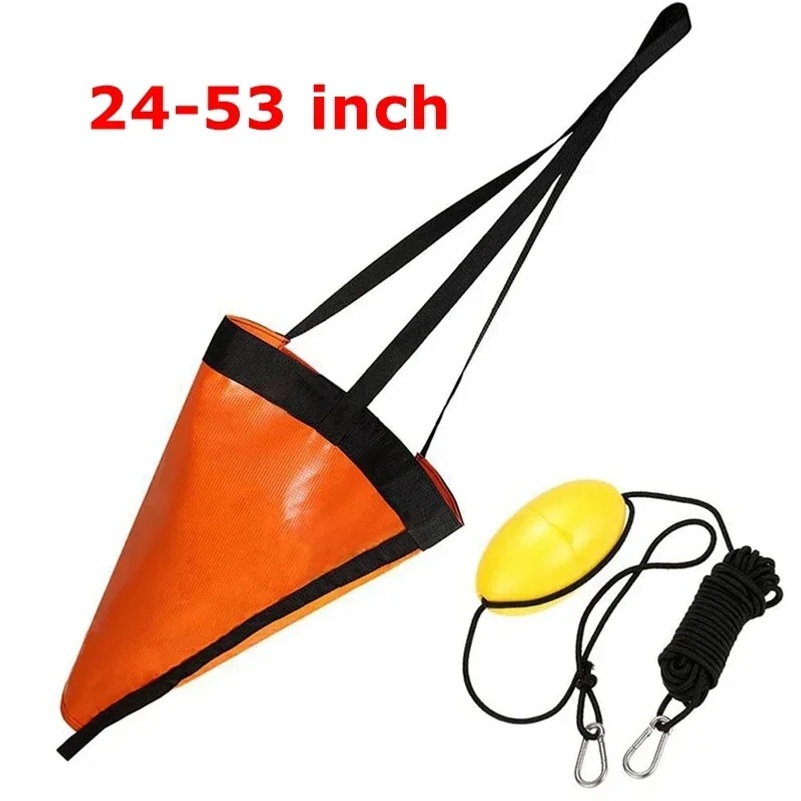 Fishing Kayak Anchor - ทุ่นลอยน้ำสำหรับเรือคายัค/เรือพาย/เรือตกปลา/เรือชูชีพ/เรือยอชท์ ขนาด 24/32/42/53 นิ้ว พร้อมเชือกดึงและทุ่นลอยน้ำ