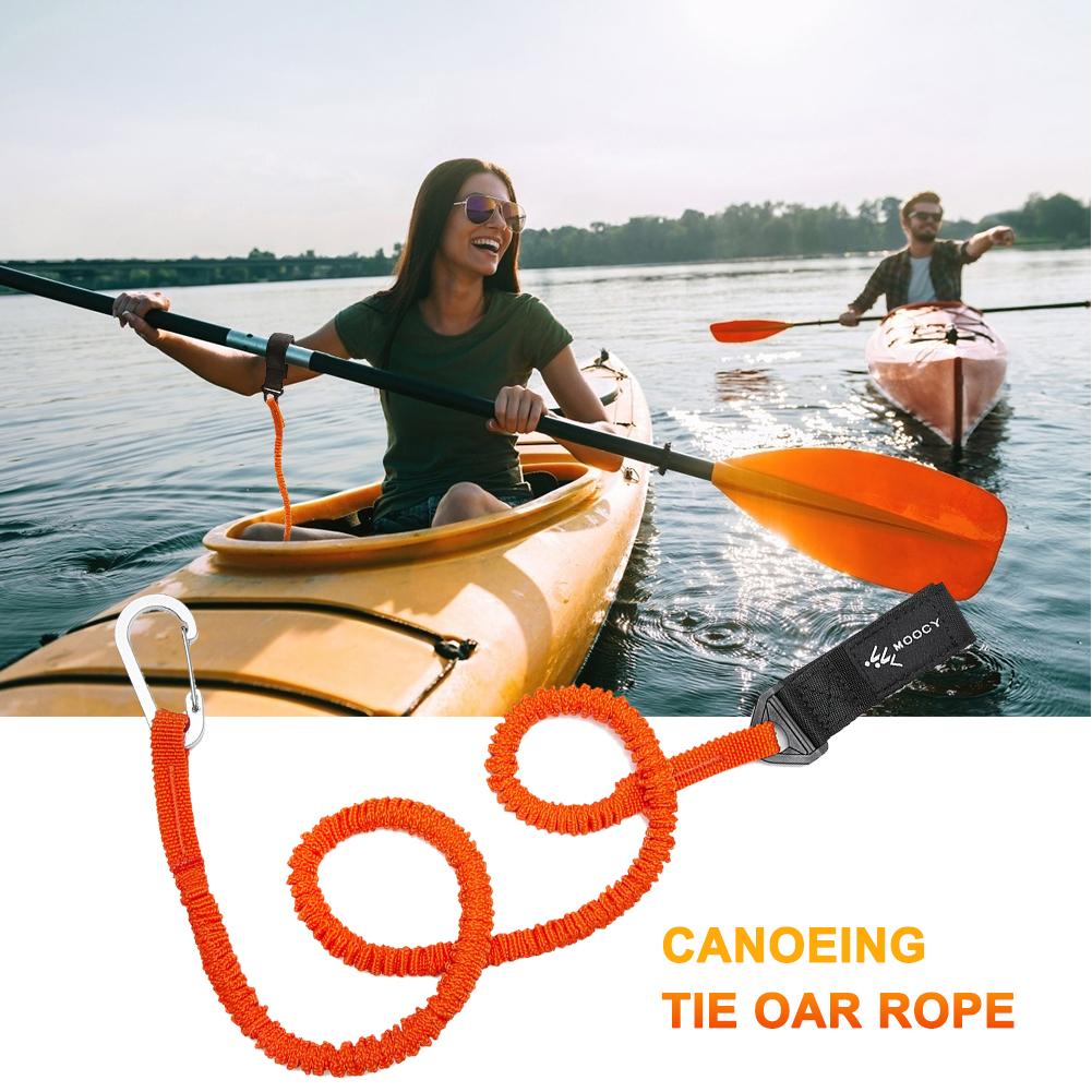 Fishing Kayak Paddle Leash - สายรัดไนลอนยืดหยุ่นสำหรับพายเรือคายัค เรือแคนู สายรัดคันเบ็ดตกปลา สายรัดแบบขด อุปกรณ์ยึดเรือ