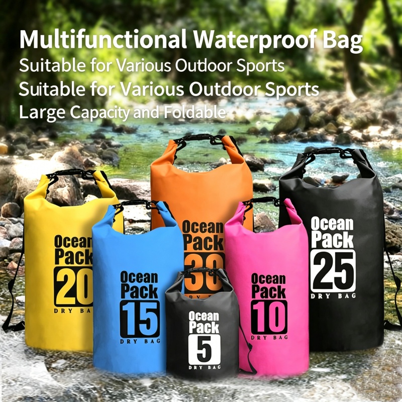 Fishing Kayak Storage Bag - ถุงกันน้ำสำหรับว่ายน้ำ 5L/10L/20L/30L กระเป๋าเก็บของสำหรับกีฬากลางแจ้ง ชายหาด สำหรับพายเรือคายัค ว่ายน้ำ
