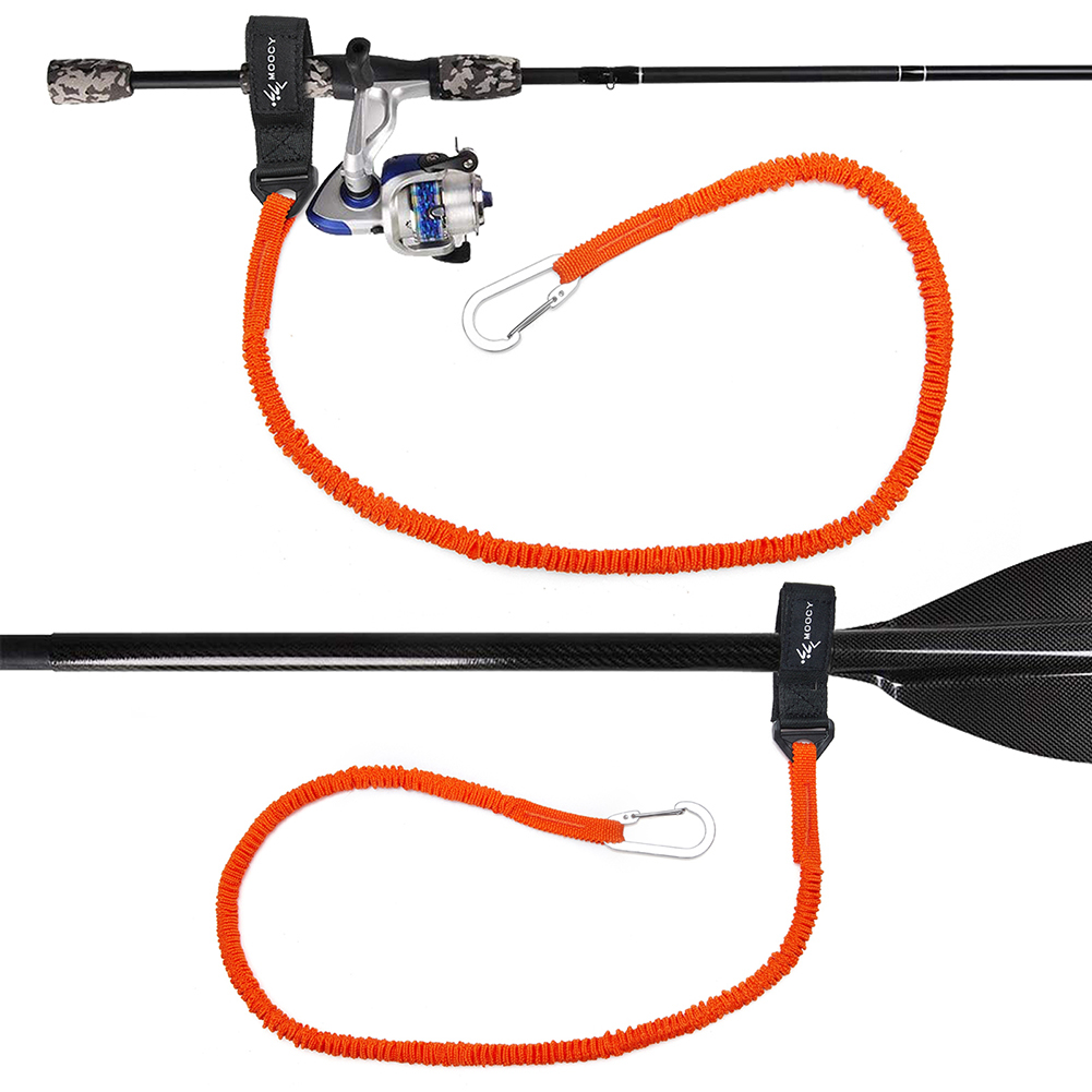 Fishing Kayak Paddle Leash - สายรัดคันเบ็ดสำหรับเรือคายัค 4 ชิ้น สายรัดพายเรือคายัคแบบยืดได้พร้อมคาราบิเนอร์ สายรัดแบบขดสำหรับอุปกรณ์ตกปลาเรือคายัค