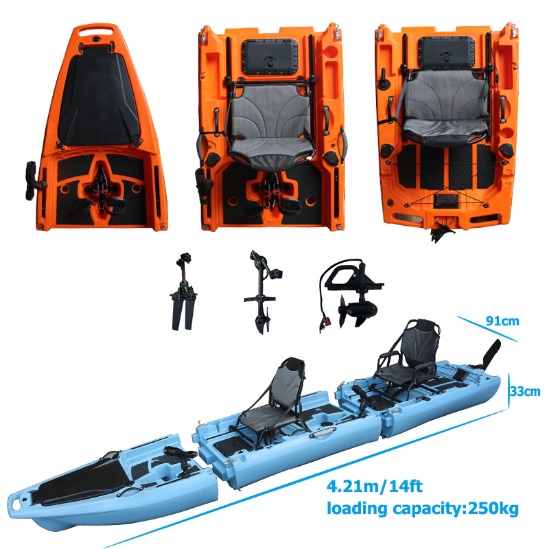 Fishing Kayak Sit On Top - เรือคายัคแบบถอดประกอบได้ 14 ฟุต สำหรับ 2 คน