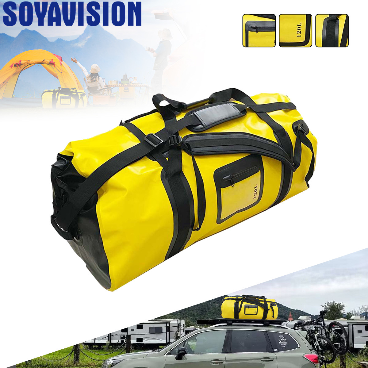 Fishing Kayak Crate - 40L/66L/120L กันน้ํา Duffle ไฟท้ายรถจักรยานยนต์กระเป๋าเดินทางขี่จักรยานยิมพายเรือคายัคล่องแก่งตกปลาผจญภัยกลางแจ้ง