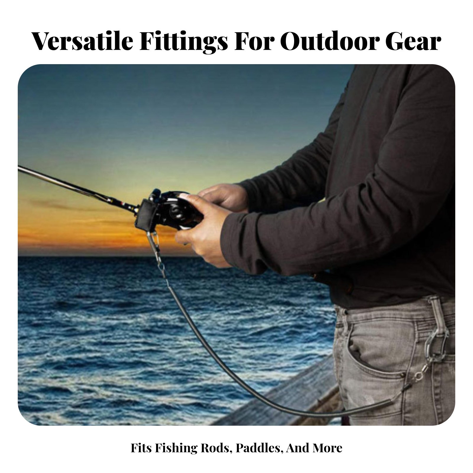 Fishing Kayak Paddle Leash - สายรัดคันเบ็ดแบบยืดหดได้ สายรัดคันเบ็ดแบบปรับได้ สายรัดพายเรือคายัค สายรัดพายเรือคายัคอเนกประสงค์ สายรัดพายเรือคายัคอเนกประสงค์