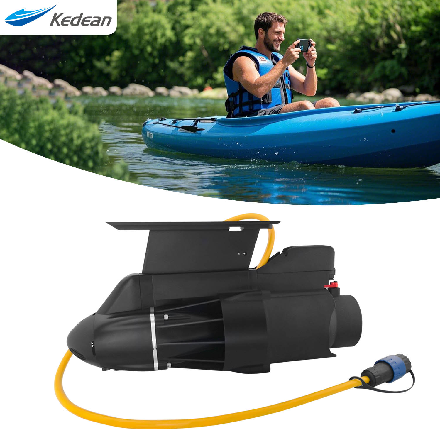 Fishing Kayak Trolling Motor - มอเตอร์ไฟฟ้าสำหรับเรือตกปลา, มอเตอร์ขับเคลื่อนใต้น้ำสำหรับแพดเดิลบอร์ดและเรือคายัค, มอเตอร์ 360 วัตต์, ความเร็ว