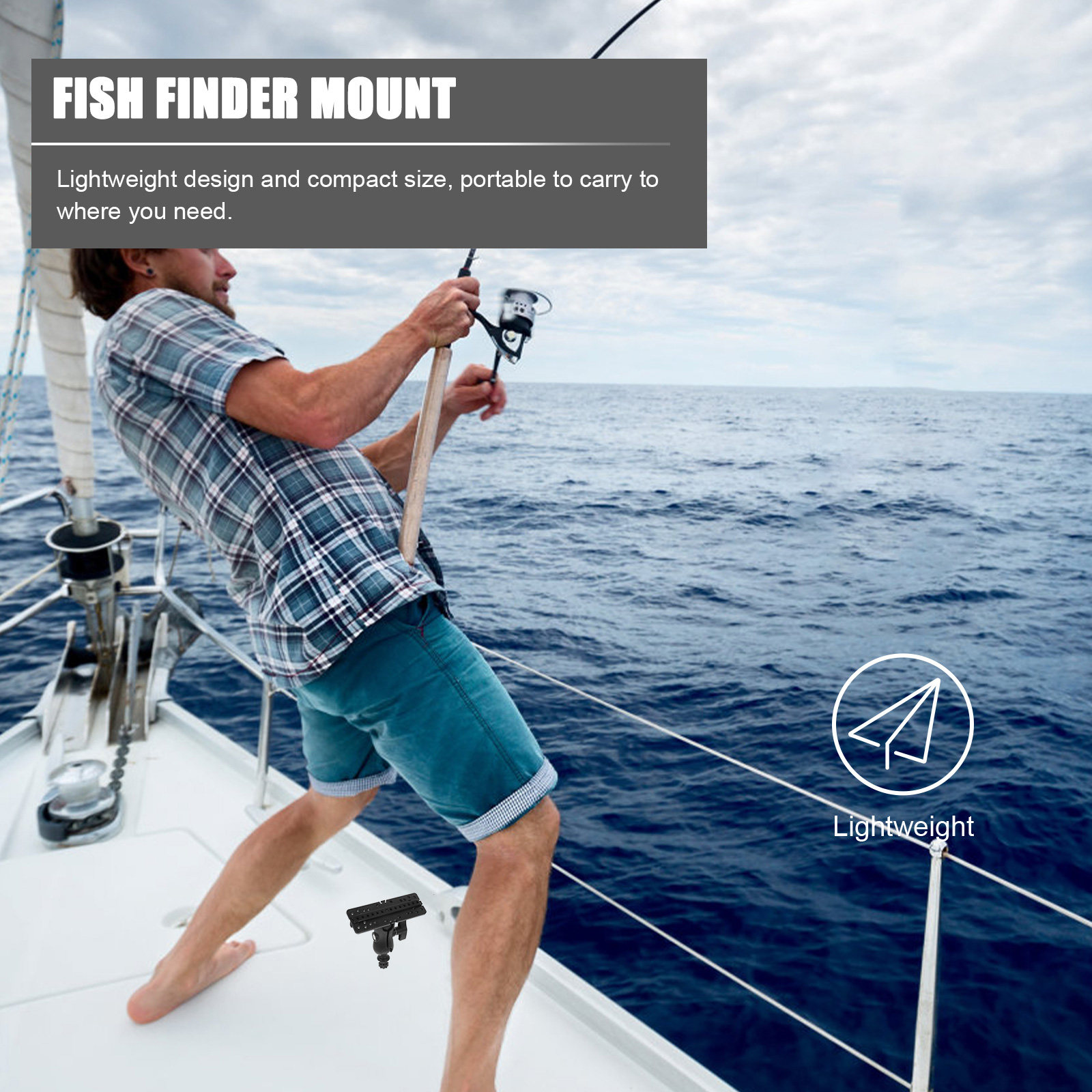 ขาจับเครื่องหาปลาแบบหมุนได้สำห - Fishing Kayak Fish Finder Mount บทวิจารณ์และราคา