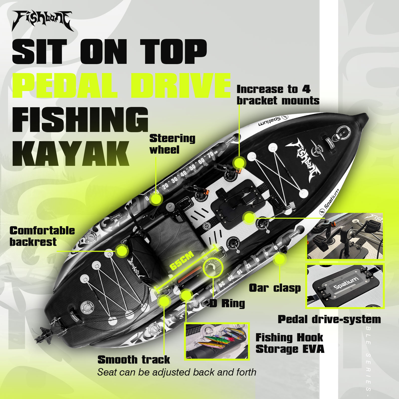 เรือคายัคพองลมแบบมีแป้นเหยียบ  - Fishing Kayak Pedal Drive บทวิจารณ์และราคา