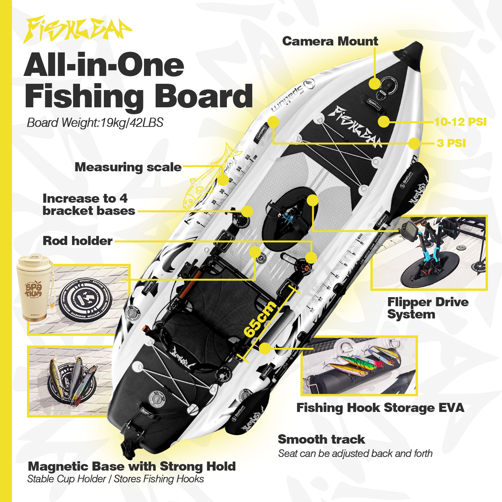เรือคายัคเป่าลม Spatium 11.5 ฟ - Fishing Kayak Pedal Drive บทวิจารณ์และราคา